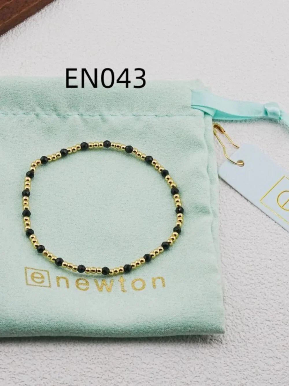 Enewton Black Crystal Glass & Gold Bead Bracelet